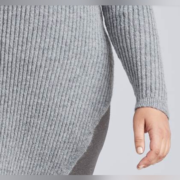 Venus Asymmetrical Maxi Gray Sweater Dress, Size 3X - Picture 7 of 9